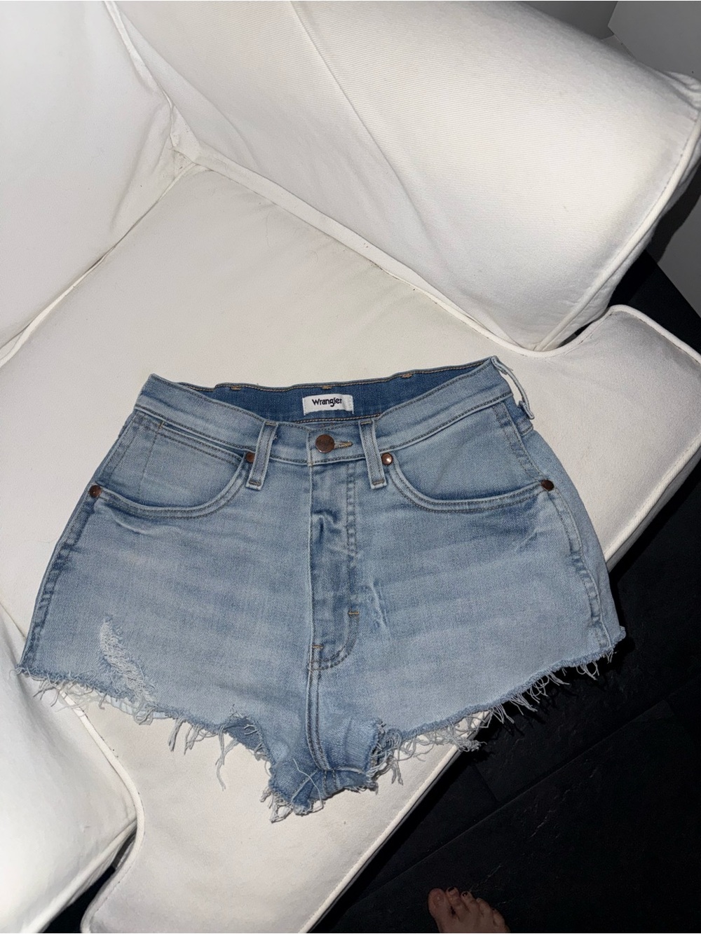 Wrangler Women's Light Blue Distressed Denim Shorts